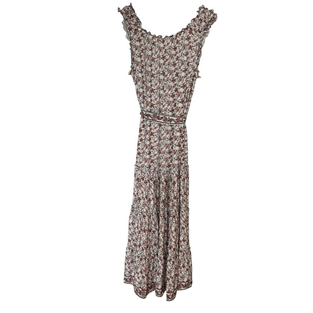 Max Studio Women's S Floral Smocked Ruffled Maxi Dress Multicolor Casual Stretch - Picture 6 of 9